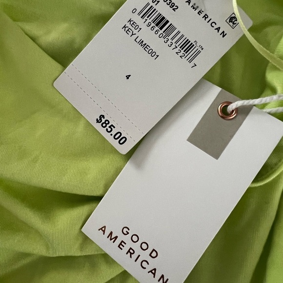 NWT GOOD AMERICAN Good Touch One Shoulder 90s Bodysuit in Key Lime Sz XL - Picture 5 of 5